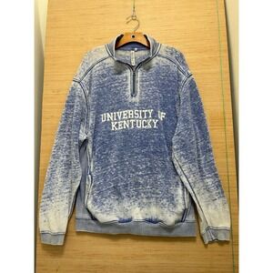 chick-a-d University of Kentucky Acid Wash Quarter Zip Pullover Blue Large
